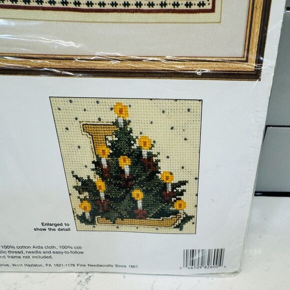 Vtg Bucilla Counted Cross Stitch Kit Festive Noel 8x20 Christmas Tree Santa - Picture 7 of 11